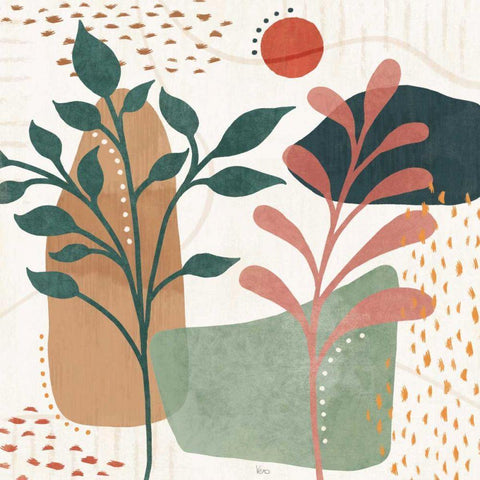 Abstract Blossom III Black Ornate Wood Framed Art Print with Double Matting by Charron, Veronique