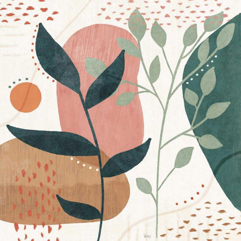 Abstract Blossom IV Black Modern Wood Framed Art Print with Double Matting by Charron, Veronique