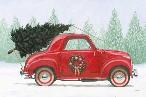 Christmas Farm I White Modern Wood Framed Art Print with Double Matting by Wiens, James