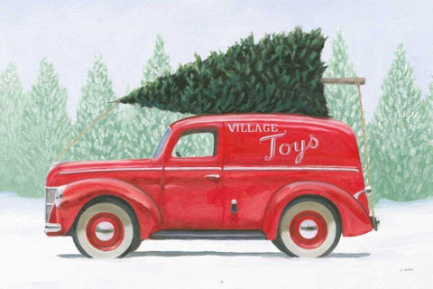 Christmas Farm II White Modern Wood Framed Art Print with Double Matting by Wiens, James