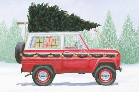 Christmas Farm III White Modern Wood Framed Art Print with Double Matting by Wiens, James