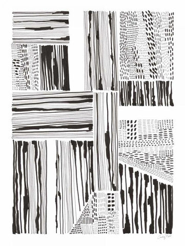 Lined Up I Black Ornate Wood Framed Art Print with Double Matting by Prahl, Courtney