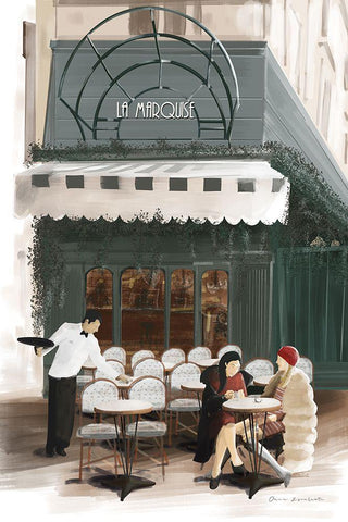 Paris Bistro White Modern Wood Framed Art Print with Double Matting by Escalante, Omar