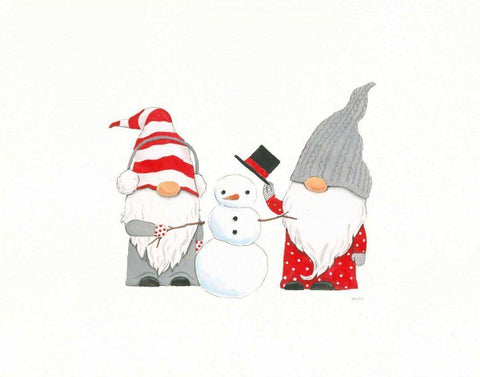 Winter Gnomes II White Modern Wood Framed Art Print with Double Matting by Jackson, Jenaya