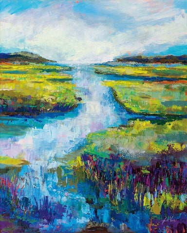 Barn Island View White Modern Wood Framed Art Print with Double Matting by Vertentes, Jeanette