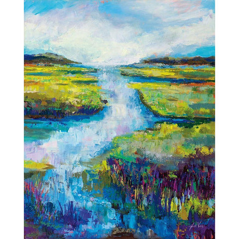 Barn Island View Gold Ornate Wood Framed Art Print with Double Matting by Vertentes, Jeanette