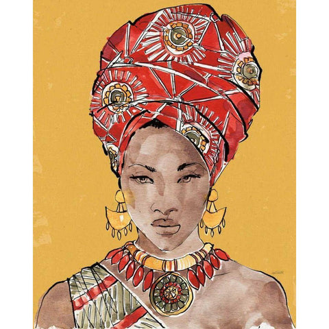 African Flair IV Earthy Gold Ornate Wood Framed Art Print with Double Matting by Tavoletti, Anne