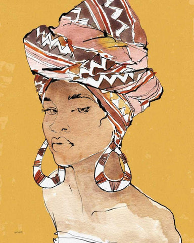African Flair VI Earthy Black Ornate Wood Framed Art Print with Double Matting by Tavoletti, Anne