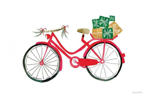 Christmas Delivery II White Modern Wood Framed Art Print with Double Matting by Charro, Mercedes Lopez