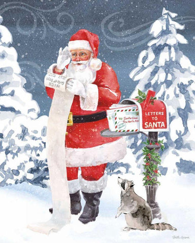 Santas List III White Modern Wood Framed Art Print with Double Matting by Grove, Beth