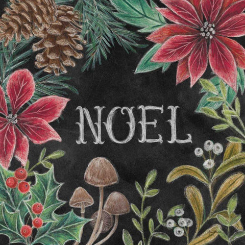 Christmas Chalk I Black Ornate Wood Framed Art Print with Double Matting by Urban, Mary