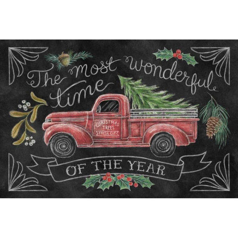 Christmas Chalk V Gold Ornate Wood Framed Art Print with Double Matting by Urban, Mary