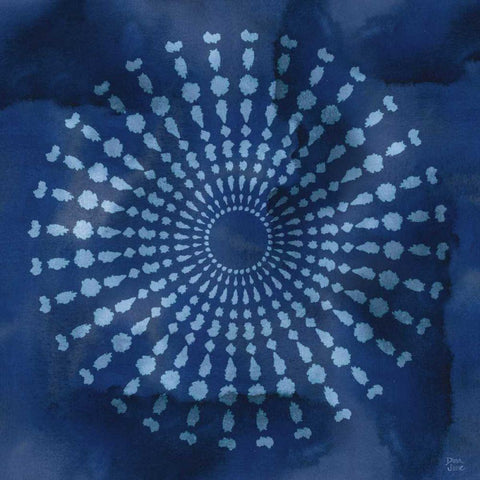 Indigo Splash V Gold Ornate Wood Framed Art Print with Double Matting by June, Dina