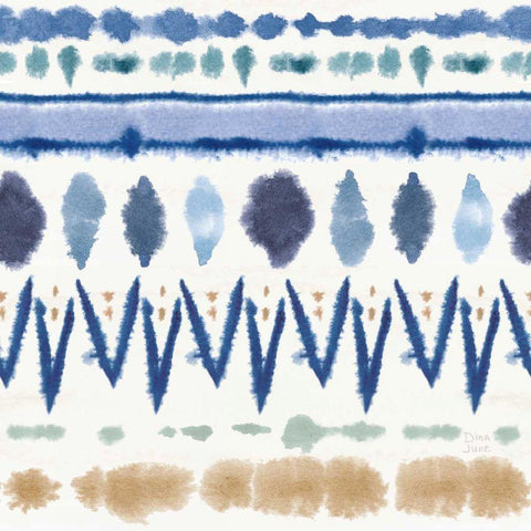 Indigo Splash Pattern VIII Black Ornate Wood Framed Art Print with Double Matting by June, Dina