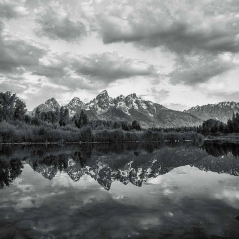 Scenic Landscape II BW Black Modern Wood Framed Art Print with Double Matting by Eichman, Andre