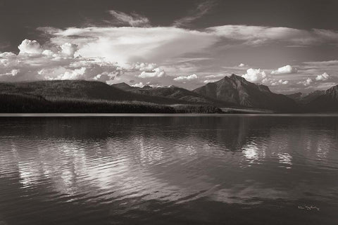 Lake McDonald White Modern Wood Framed Art Print with Double Matting by Majchrowicz, Alan