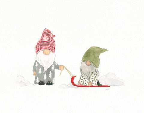 Winter Gnomes III White Modern Wood Framed Art Print with Double Matting by Jackson, Jenaya