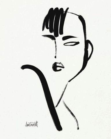 Brush Portrait I White Modern Wood Framed Art Print with Double Matting by Tavoletti, Anne