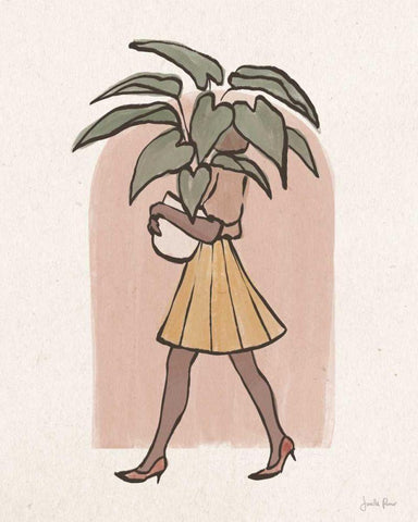 Plant Ladies II White Modern Wood Framed Art Print with Double Matting by Penner, Janelle