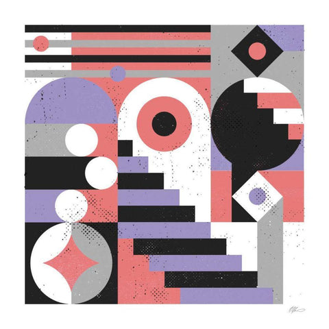 Abstract Stairs Black Ornate Wood Framed Art Print with Double Matting by Paterson, Robert John