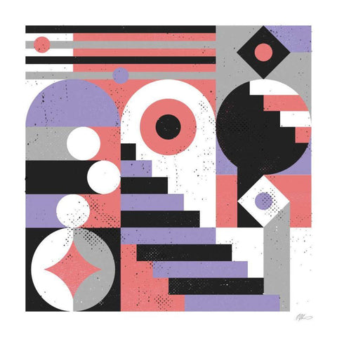 Abstract Stairs Black Modern Wood Framed Art Print by Paterson, Robert John