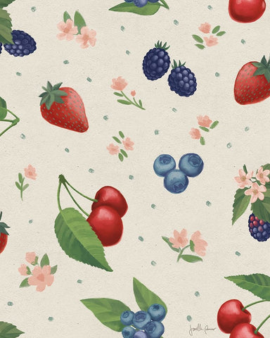 Berry Breeze Pattern IA Black Ornate Wood Framed Art Print with Double Matting by Penner, Janelle