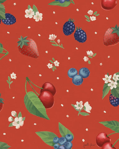Berry Breeze Pattern IB Black Ornate Wood Framed Art Print with Double Matting by Penner, Janelle