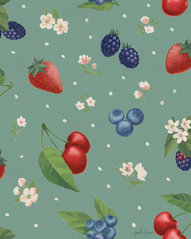 Berry Breeze Pattern ID Black Ornate Wood Framed Art Print with Double Matting by Penner, Janelle