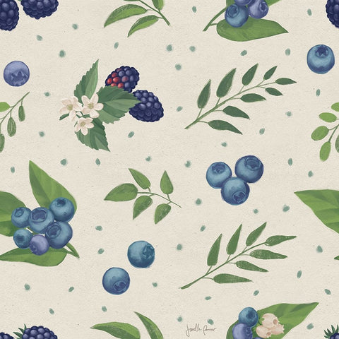 Berry Breeze Pattern II Black Modern Wood Framed Art Print by Penner, Janelle