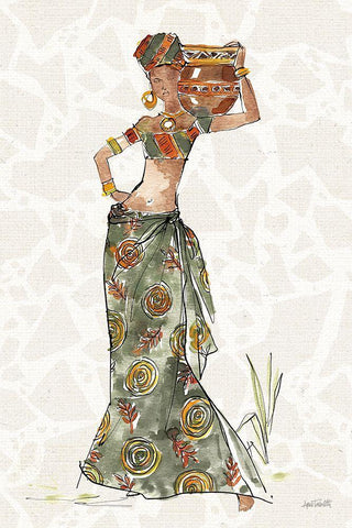 African Flair VIII B Black Ornate Wood Framed Art Print with Double Matting by Tavoletti, Anne