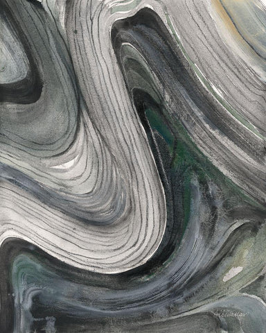 Swirl II Black Ornate Wood Framed Art Print with Double Matting by Hristova, Albena