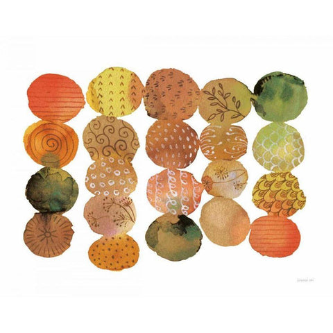 Fall Circle Stories II Horizontal Black Modern Wood Framed Art Print with Double Matting by Nai, Danhui
