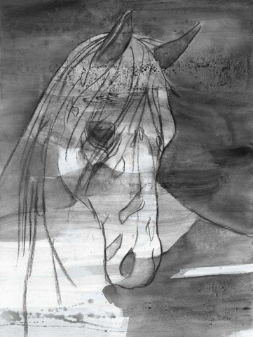 Moonlight BW Black Ornate Wood Framed Art Print with Double Matting by Hristova, Albena