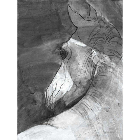 Shadow BW White Modern Wood Framed Art Print by Hristova, Albena