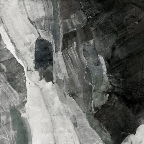 Rocky Ravine BW White Modern Wood Framed Art Print with Double Matting by Hristova, Albena