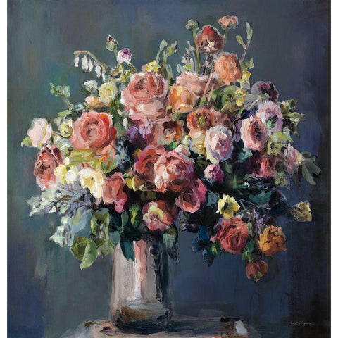 Abundant Bouquet Dark White Modern Wood Framed Art Print by Hageman, Marilyn