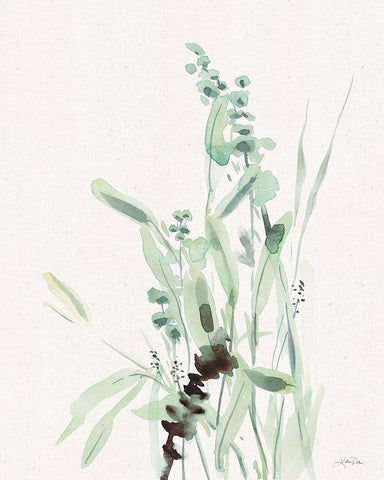 Grasses III on Linen White Modern Wood Framed Art Print with Double Matting by Pete, Katrina