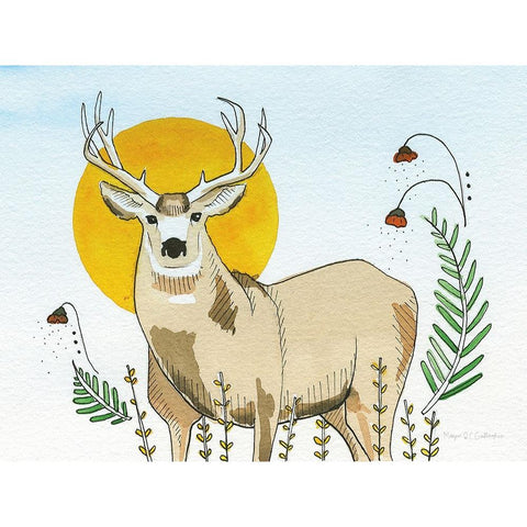 Spirit Deer Black Modern Wood Framed Art Print with Double Matting by Gallagher, Megan