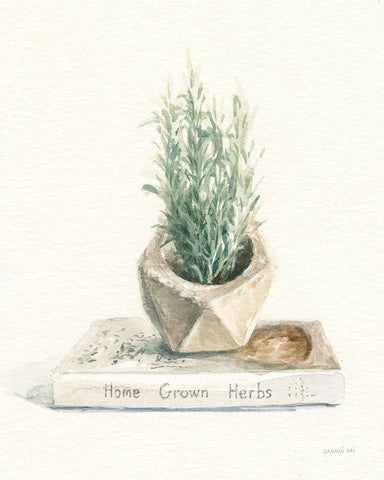 Grown at Home I Cream White Modern Wood Framed Art Print with Double Matting by Nai, Danhui