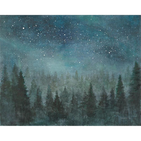 Clearest Night Gold Ornate Wood Framed Art Print with Double Matting by Nai, Danhui