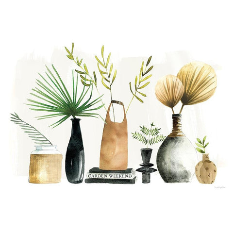 Weekend Plants I Gold Ornate Wood Framed Art Print with Double Matting by Charro, Mercedes Lopez