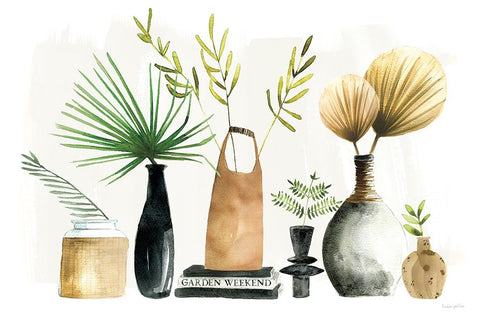 Weekend Plants I White Modern Wood Framed Art Print with Double Matting by Charro, Mercedes Lopez