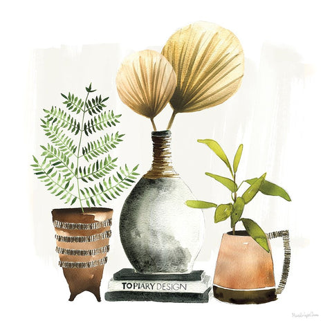 Weekend Plants II White Modern Wood Framed Art Print with Double Matting by Charro, Mercedes Lopez