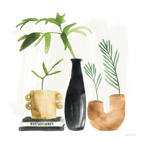 Weekend Plants III White Modern Wood Framed Art Print with Double Matting by Charro, Mercedes Lopez