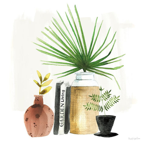 Weekend Plants IV White Modern Wood Framed Art Print with Double Matting by Charro, Mercedes Lopez