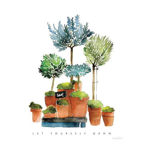 Let Yourself Grow White Modern Wood Framed Art Print by Charro, Mercedes Lopez