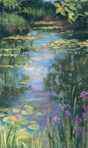 Garden Pond I White Modern Wood Framed Art Print with Double Matting by Rowan, Carol