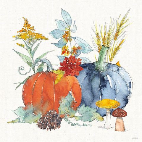 Fall Flair II White Modern Wood Framed Art Print with Double Matting by Tavoletti, Anne