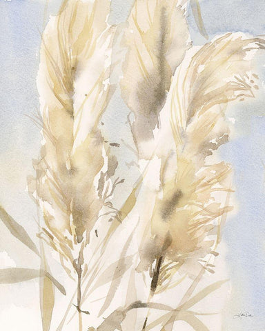 Pampas Grasses White Modern Wood Framed Art Print with Double Matting by Pete, Katrina