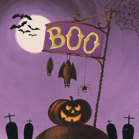 Happy Haunting IV Black Ornate Wood Framed Art Print with Double Matting by Audit, Lisa